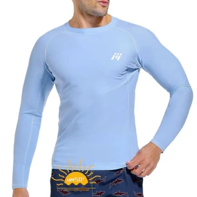 Imagen de MEETWEE Camiseta Natación Hombre, UV Manga Corta/Larga Rash Guard de Protección UPF 50＋Secado Rápido Deportes Acuáticos Surf Verano