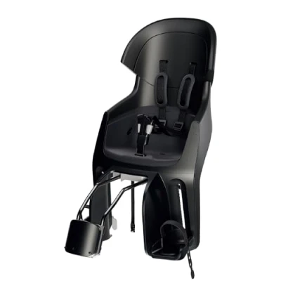 Imagen de BOBIKE 8010900001 Silla Bicicleta Reclinable Trasera fijación al Cuadro Exclusive Evolve Maxi con diseño Envolvente, suspensión integrada y arnés 5 Puntos para niños, Negro Urbano