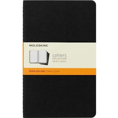 Imagen de Moleskine Cuaderno de Diario, Set 3 Cuadernos con Página a Rayas, Cubierta Cartón y Costura Visible, Color Negro, Tamaño Grande 13 x 21 cm, 80 Páginas