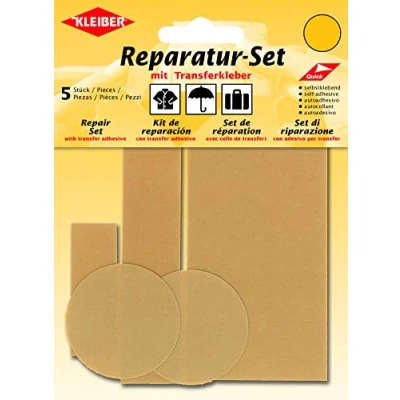 Imagen de Kleiber Juego de Parches reparación para Ropa, Nailon, autoadhesivos, 5 Piezas, Color Beige