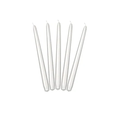 Imagen de PartyDeco SKMET 070M Velas de mesa, 24 cm, color blanco brillante, 10 unidades