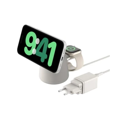 Imagen de Base De Carga Inalámbrica Belkin 2 En 1 Con Magsafe 15w Sand