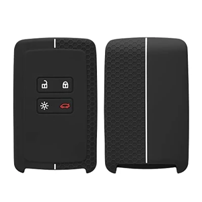 Imagen de kwmobile Carcasa Compatible con Llavero de Renault Llave Coche Smart Key 4 Botones (Solo Keyless Go) Funda para Mando Silicona Negro/Blanco