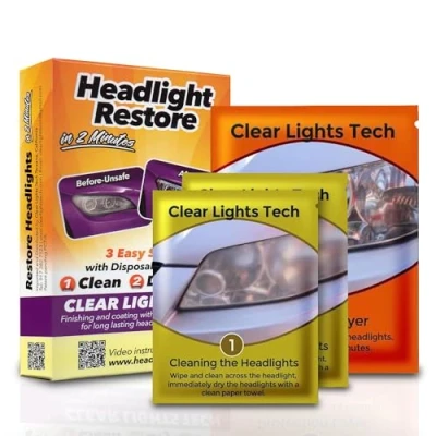 Imagen de Headlight Restore, Kit de Rénovation Instantanée pour Phares Oxydés, Ternes ou Brumeux en 2 Minutes, Sans Ponçage, Résultats Durables et Amélioration la Visibilité