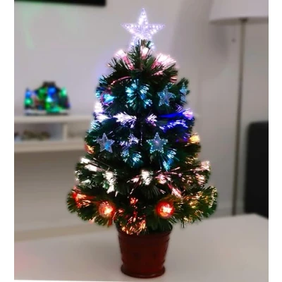 Imagen de Christmas Concepts® 2FT árbol de Navidad Fibra óptica Verde con Estrellas y chucherías Base roja