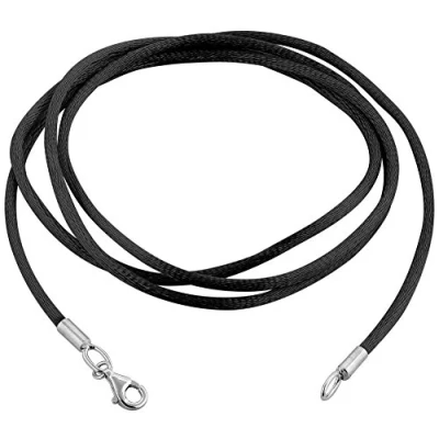 Imagen de Nenalina Collar lateral negro, con cierre de langosta, plata ley 925, Lenge 45cm, 803019 145
