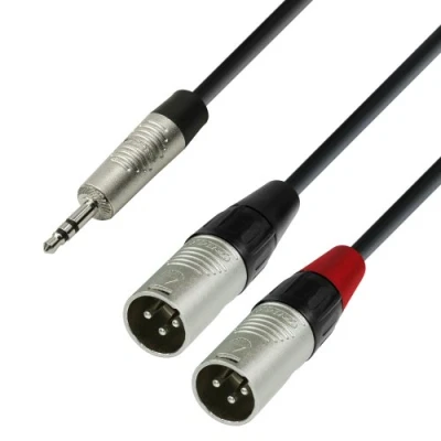 Imagen de Adam Hall Cables 4 STAR YWMM 0180 Cable de Audio REAN Minijack 3,5 mm estéreo a 2 XLR macho 1,8 m
