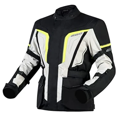Imagen de OZONE moto Sahara Chaqueta de textil para hombre Protectores codos y hombros Membrana Reissa 6 canales ventilación Elementos reflectantes Bolsillos