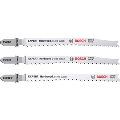 Imagen de Bosch Professional 3 x Set de hojas Sierra calar Expert Hardwood 2 Side Clean, para Encimera cocina, Tableros recubiertos plástico, Longitud 117 mm, Accesorios