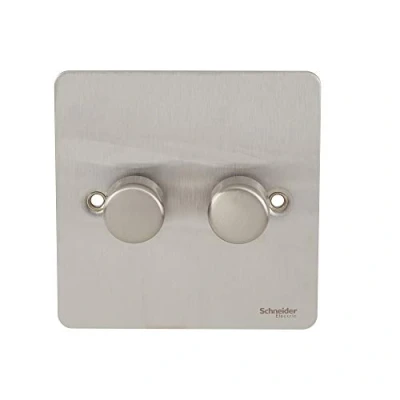 Imagen de Schneider Electric Ultimate Placa plana, interruptor de intensidad, 2 Gang Main &amp; LV, metalizado, 1