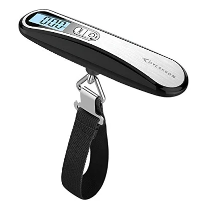 Imagen de MYCARBON Escala del Equipaje Pesa Maletas Báscula Digital Portátil Bascula para de Viaje Pantalla LCD Retroiluminada Leer Tare Function Balanzas Negro