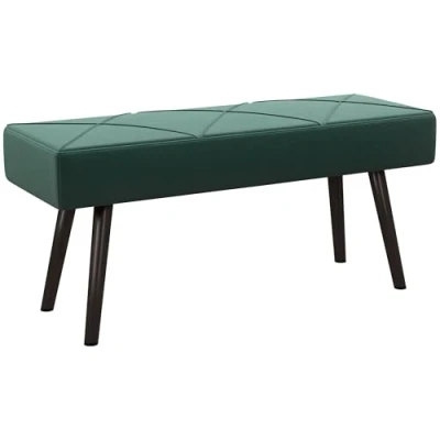 Imagen de HOMCOM Taburete Pie de Cama Multifuncional Banco Moderno Dormitorio con Pies Acero y Asiento Acolchado Carga 120 kg para Entrada Pasillo 100x36x45 cm Verde