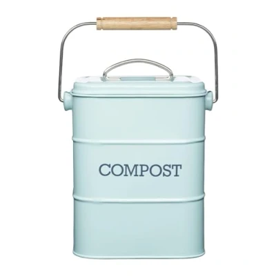 Imagen de KitchenCraft Living Nostalgia, Contenedor de Abono para Cocina, Metal, 16.5cm x 24cm, Crema Antiguo Azul Huevo Pato