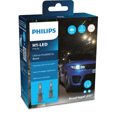 Imagen de Philips Ultinon Pro6000 Boost H1 LED lámpara homologada*, 5.800K, juego de 2