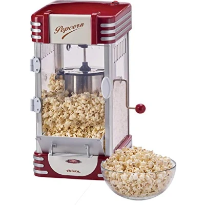 Imagen de Ariete 2953, Party Time Máquina de palomitas XL, 310 W, 2.4 l, cesta antiadherente con pala mezcladora, Inoxidable/Plastico, Rojo