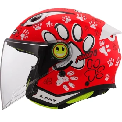 Imagen de LS2, Casco Moto Jet para Niños FUNNY II PAWS Matt Red, S