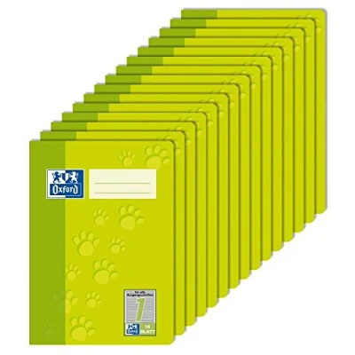 Imagen de Oxford 100050406 Cuaderno de ejercicios (15 unidades, con rayas triples, 16 hojas, A5, 90 g/m²), color verde