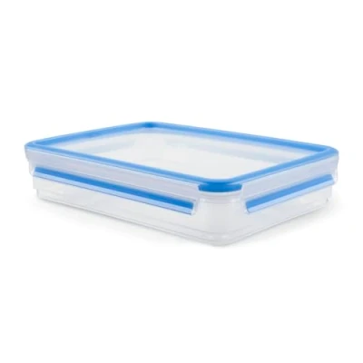 Imagen de Emsa Clip &amp; Close Conservador Hermético de Plástico Rectangular, Transparente y Azul, 1.65 L (26.5 x 19.8 6.5 cm)