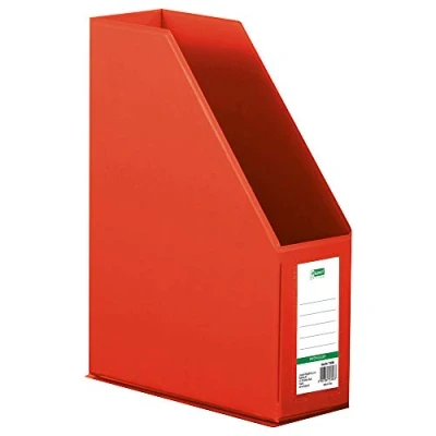 Imagen de D.RECT 110205 Organizador de plástico, revistero PVC, A4, 90mm separadores archivos color rojo