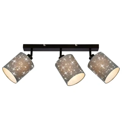 Imagen de Briloner lámpara de techo con cielo estrellado, orientable, pantalla tela, techo, salón, dormitorio, cocina, pasillo, 47,5 x 13 15,5 cm, gris