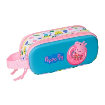 Imagen de Safta Peppa Pig 3D Portatodo Doble 3D, Estuche Infantil, Niño, Ideal para Niños en Edad Escolar, Cómodo y Versátil, Calidad Resistencia, 21x6x8 cm