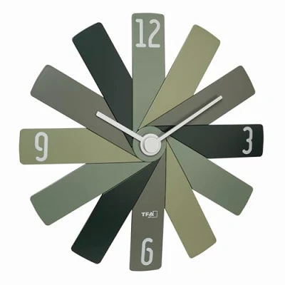 Imagen de TFA Dostmann Clock in The Box 60.3020.04 Reloj de Pared analógico, sin tictac, batería Larga duración, para Dormitorio, Cocina, Estudio, Color Verde