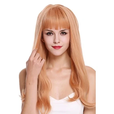 Imagen de WIG ME UP DL047 1344 peluca de mujer pelo largo liso puntas onduladas flequillo rubio rojizo rojo claro orange