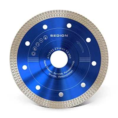 Imagen de Sedion ® Disco de corte diamantado 115 mm para el azulejos duros cerámica porcelana gres granito mármol 115mm x 22,23 Premium Quality