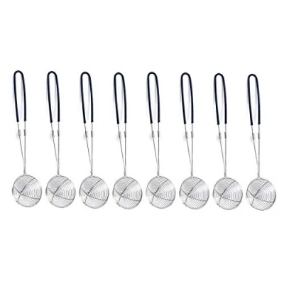 Imagen de TheStriven 8 Piezas Malla Fina Colador de Olla Caliente Juego Tamiz Acero Inoxidable Accesorios para Fondue Herramientas Cocina (Negro)