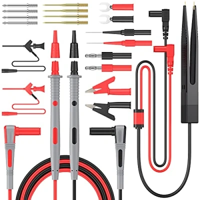 Imagen de Proster Kit de Cables Prueba 23 en 1 Sondas para Tester Multímetro Digital con Pinzas Cocodrilo 10 Puntas, Mini Clips Resorte, SMD Probador Circuito Voltaje