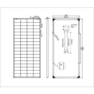 Imagen de enjoy solar® Mono 36V panel solar monocristalino, ideal para autocaravanas, casetas de jardín y barcos (Mono 50W 36V)