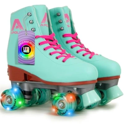 Imagen de Apollo Patines 4 Ruedas Clásicos Niño, Adolescente y Adulto Niña Mujer de Talla Ajustable Cómodos Quad para Todas Las Edades 3 Tamaños, 31 a 82