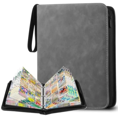 Imagen de YSWOVUO Album Cartas, para Cartas Magic, 900 Cromos, Álbum de Coleccionables, Carpeta Transparente, Gris