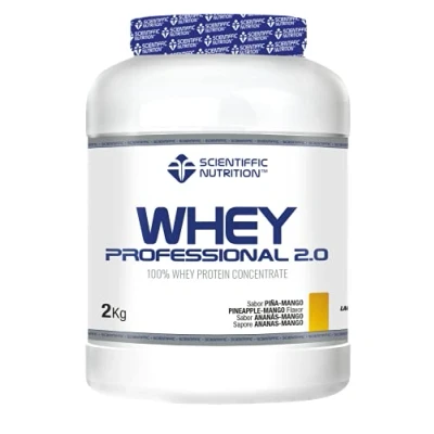 Imagen de Scientiffic Nutrition Whey Professional 2.0 Proteinas en Polvo 100% Pura, para Aumentar la Masa Muscular, con Enzimas Digestivas y Lactasa 2kg, Sabor Piña Mango.