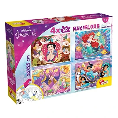 Imagen de Lisciani niños, 4 puzles de 48, 2 en 1 Doble reverso para colorear princesas 91744, color disney puzzle dobe cara x 48 piezas (91744)