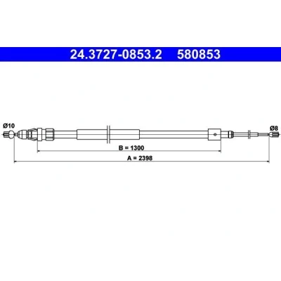 Imagen de ATE 24.3727 0853.2 Cable de Freno Mano 2398 CITROËN: Berlingo II