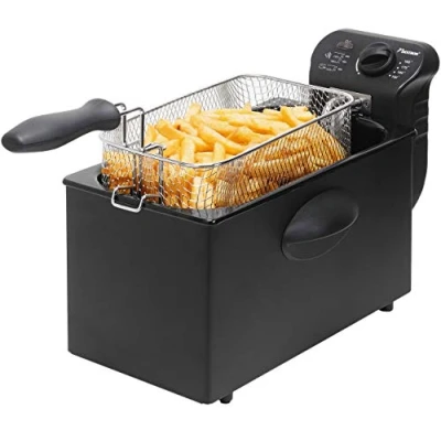 Imagen de Bestron freidora de aceite, con tecnología zona fría, 3,5 litros capacidad, control temperatura, parcialmente apta para lavavajillas, 2000 vatios, color: negro