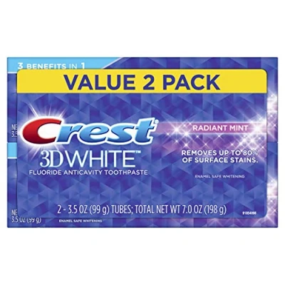 Imagen de Pasta de dientes blanqueadora y con menta Crest 3D White Radiant, 2 x 107 g
