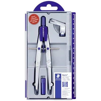 Imagen de Staedtler NORIS CLUB 550 01, compás escolar de precisión con rueda ajuste, Color Plateado