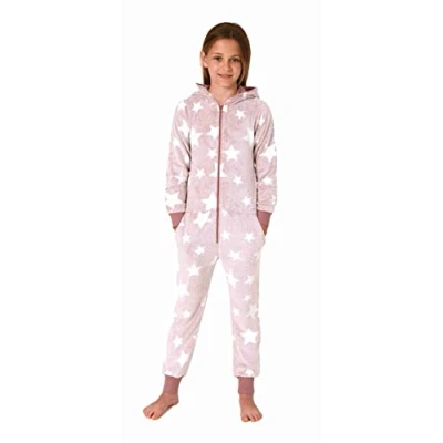 Imagen de Normann Pijama para niña con diseño de estrellas, forro polar coral cálido, Rosa., 164