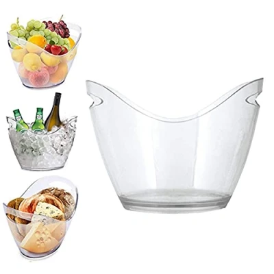 Imagen de Enfriador de vino y tina bebidas para fiestas, cubo hielo acrílico transparente grado alimenticio, bañera almacenamiento 3.5 litros, champán bebidas.