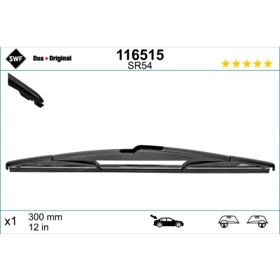 Imagen de Limpiaparabrisas Swf Rear 116515 300mm posterior Estándar NISSAN: Pathfinder 3, Note I, II Hatchback, BMW: 1 X5, 2 Active Tourer