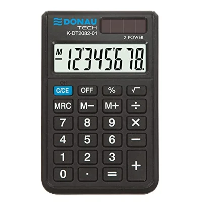 Imagen de DONAU TECH/K DT2082 01 Calculadora (8 dígitos, 97 x 60 11 mm), Color Negro