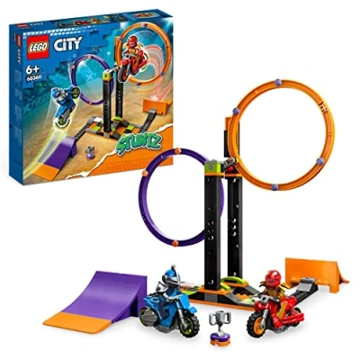 Imagen de LEGO 60360 City Stuntz Desafío Acrobático: Anillos Giratorios, 1 o 2 Jugadores, Motos de Juguete con Retro Fricción, Juego Acción para Niños y Niñas 6+ Años
