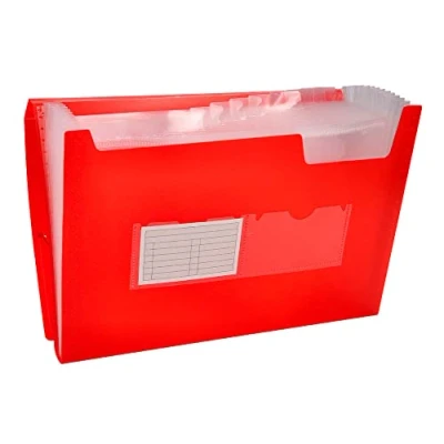Imagen de Liderpapel Carpeta Clasificador Fuelle 32110 Polipropileno Din A4 Roja Transparente 13 Departamentos