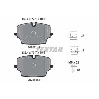 Imagen de TEXTAR 2070701 Juego de pastillas freno BMW: 2 Active Tourer, X1, MINI: Cooper