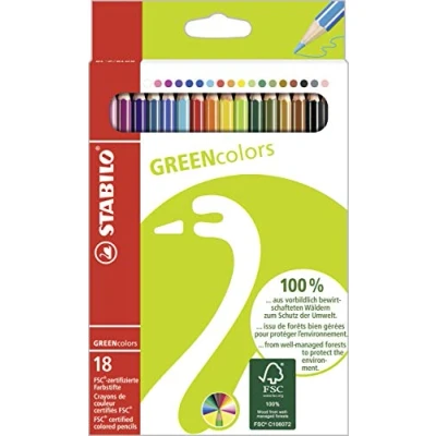 Imagen de Lápiz de color ecológico STABILO GREENcolors Fabricado con madera certificada FSC Estuche 18 colores