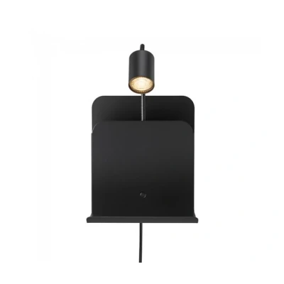 Imagen de Nordlux Lámpara de pared Roomi con estante y USB, negro