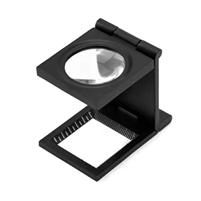 Imagen de QWORK Cuentahilos, Lupa Plegable 10 x con Escala, para Textil, Joyería, óptica Monedas, Sellos