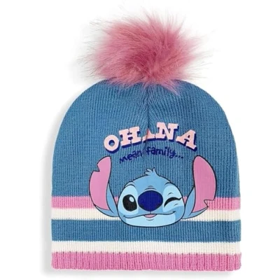 Imagen de Disney Stitch Gorro para Niña, Invierno Niñas, Gorra Set de Stitch, Pom Pom, Accesorios Infantil